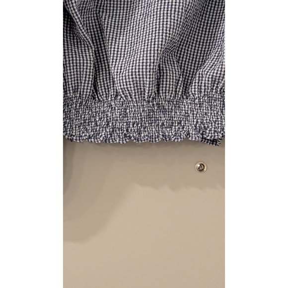 Women's ZARA Blue White Gingham Blouse S - Picture 5 of 9